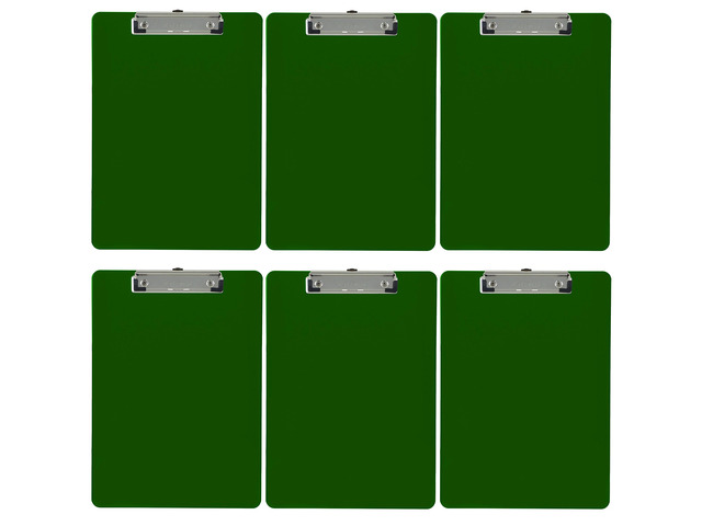 Dark Green Plastic Clipboards Letter Size Low Profile (6-Pack) Holds 80 to 100 sheets with rubberized grip corners, plus a retractable hanging loop...