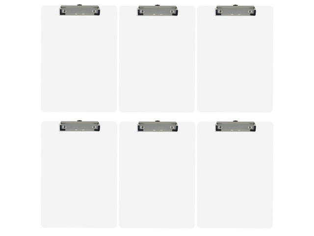 White Plastic Clipboards Letter Size Low Profile (6-Pack) Holds 80 to 100 sheets with rubberized grip corners, plus a retractable hanging loop that...