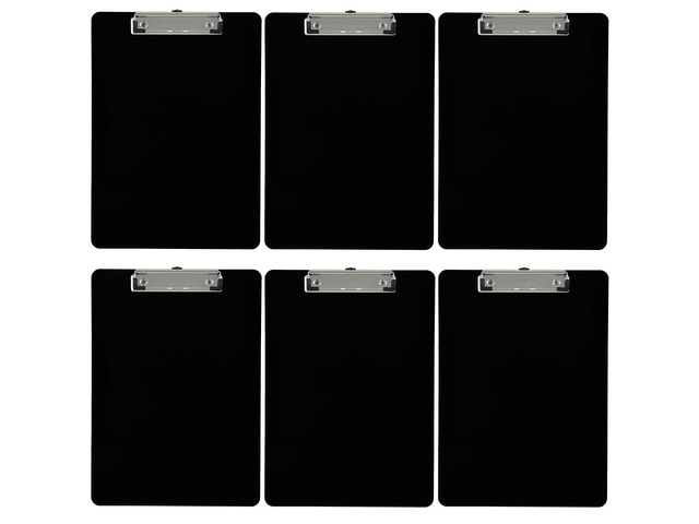 Black Plastic Clipboards Letter Size Low Profile (6-Pack) Holds 80 to 100 sheets with rubberized grip corners, plus a retractable hanging loop that...