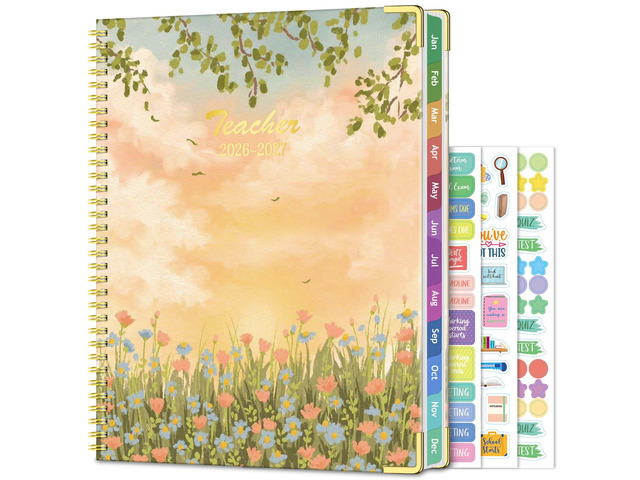 Teacher Planner 2026-2027, 14 Checklists 8.5'x11' Lesson Plan Book Jul 2026-Jun 2027 Academic Year, Teacher Calendar Agenda with Spiral Hardcover &...