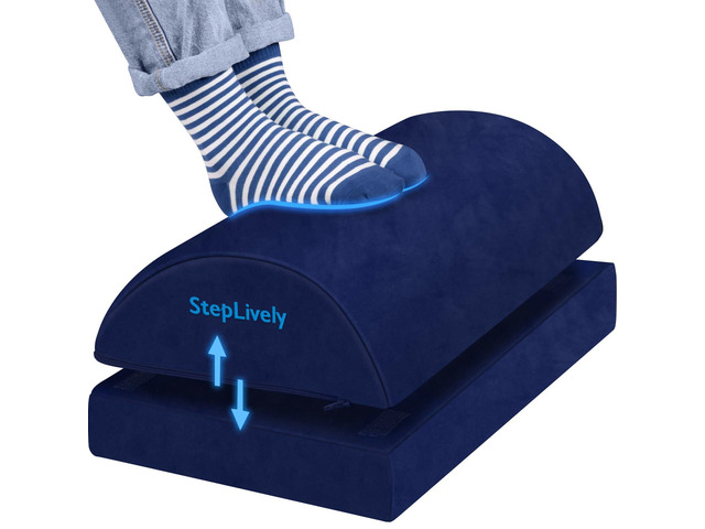 Foot Rest for Under Desk at Work, 2 Heights Foot Stool, Blue, X-Large Comfortable Office Desk Accessories with 2 Adjustable Heights, Washable...