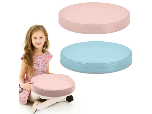2 Pcs Extra Thick Floor Cushion Classroom, Blue and Pink, Round Flexible Seating Cushions, Assorted Colored Pillow Floor Cushions, Soft Support for...