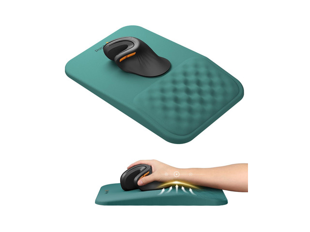 MP50 Ergonomic Mouse Pad with Wrist Support, Lycra Surface, Green 8° slope & massage points, soft memory foam, Large 12x8 Inches, Non-slip base....