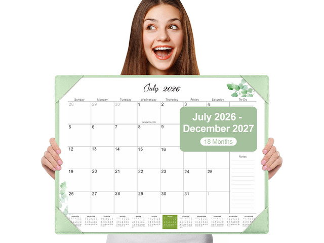 Desk Calendar 2026-2027 with Desktop Mat,22x17'' Large Desktop Pad Calendar 18-Month Desk Calendar, July 2026-Dec 2027, Simplified Monthly Calendar...