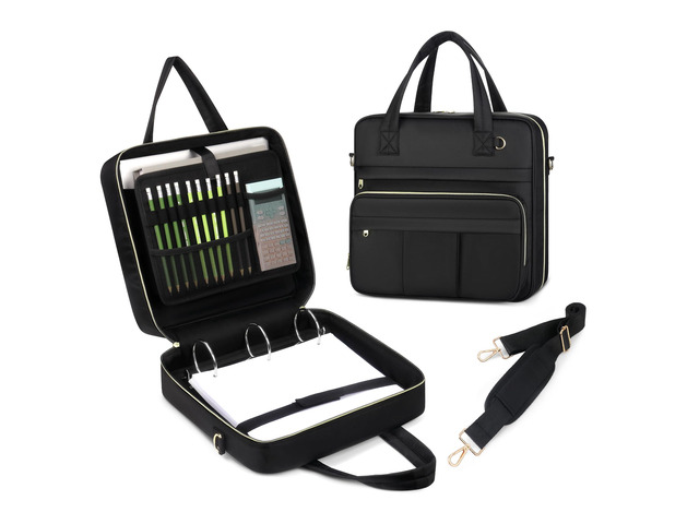 Zipper Binder 3 Inch O-Ring, 600 Sheet Capacity Trapper Keeper with Shoulder Strap & Handle, Binder Bag with Multiple Storage Pockets, Fits 13'...