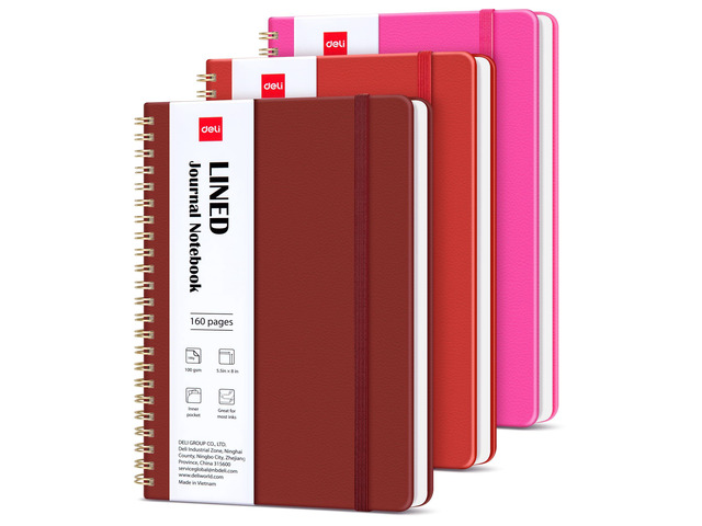 3 Pack Lined Spiral Journal Notebook, 160 Pages, A5 (5.5'x8') Hardcover Writing Notebook, College Ruled Spiral Bound Journal for Women & Men -...