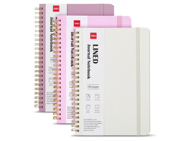 3 Pack Lined Spiral Journal Notebook, 160 Pages, A5 (5.5'x8') Hardcover Writing Notebook, College Ruled Spiral Bound Journal for Women & Men -...