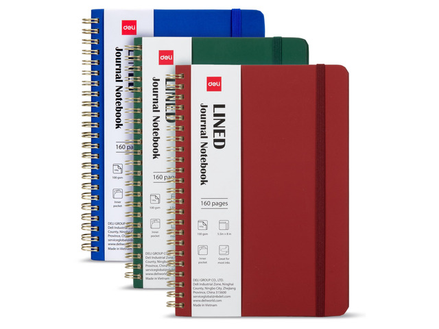 3 Pack Lined Spiral Journal Notebook, 160 Pages, A5 (5.5'x8') Hardcover Writing Notebook, College Ruled Spiral Bound Journal for Women & Men -...