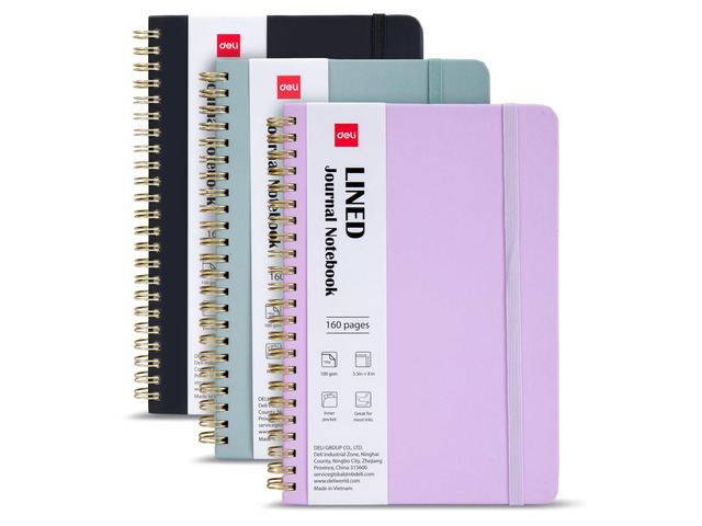 3 Pack Lined Spiral Journal Notebook, 160 Pages, A5 (5.5'x8') Hardcover Writing Notebook, College Ruled Spiral Bound Journal for Women & Men -...