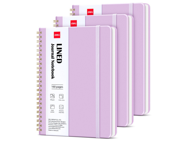 3 Pack Lined Spiral Journal Notebook, 160 Pages, A5 (5.5'x8') Hardcover Writing Notebook, College Ruled Spiral Bound Journal for Women & Men -...