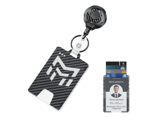 Retractable Badge Holder, Heavy Duty Badge Reel Keychain with Belt Clip, 3K Carbon Fiber ID Card Holder Lanyard with 32.28' Retractable Key Chain,...