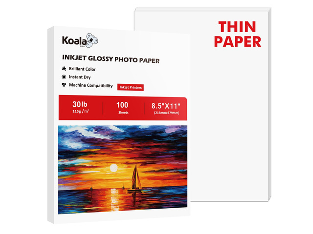 Glossy Thin Inkjet Paper 8.5x11 Inches 100 Sheets 30LB for DIY Chip Bags Compatible with Inkjet Printer Use Dye Ink 115gsm