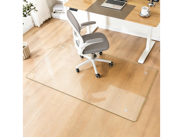 Glass Chair Mat Heavy 54' x 32' -1/5' Thick Premium Tempered Glass Duty Hard Glass Chair Mats -for Office Chair on Carpet or Hard Floor with 4...