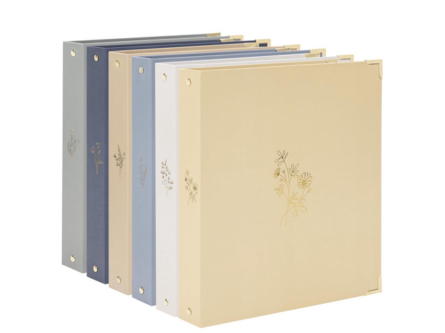 6 Pack 3 Ring Binders 1 inch, Three Round Ring 1'' Binders with 2 Pockets Interior, 6 Gold-Stamped Floral Color, Fits 8.5'' x 11'' Letter Size...