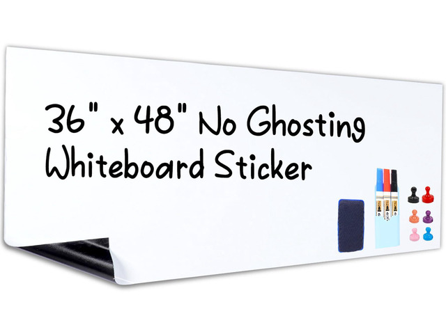 White Board for Wall, 36' x 48' Peel and Stick Paper, No Ghosting Transform Any Wall into Dry Erase Surface, Self-Adhesive, Attach Magnets to Hold...