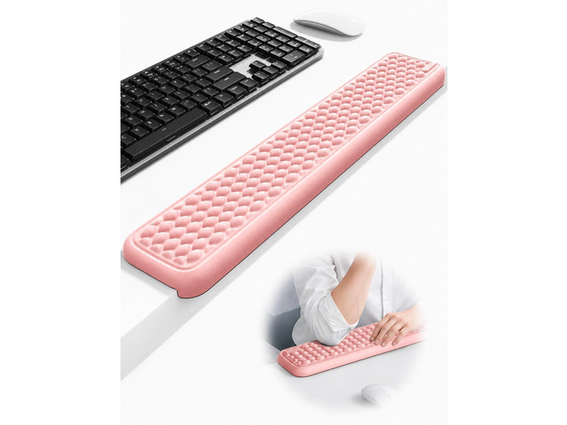 Ergonomic Full-Length L-Shaped Elbow Rest Pad, Desk Edge Pad, Pink Soft Memory Foam Supports Elbow and Forearm, Desk Edge Cushion for Keyboard,...