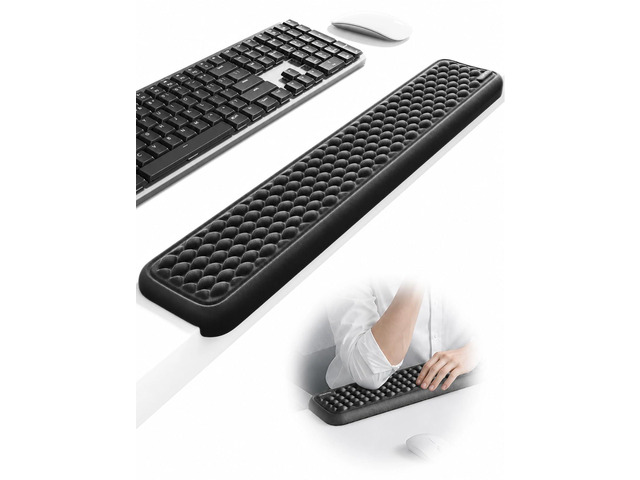 Ergonomic Full-Length L-Shaped Elbow Rest Pad, Desk Edge Pad, Black Soft Memory Foam Supports Elbow and Forearm, Desk Edge Cushion for Keyboard,...