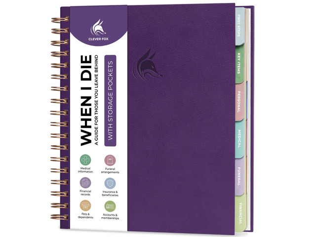 When I Die Organizer Binder Planner, Folders, 8.5x9.5 Purple Final chapter folder with pockets in case I die, Important documents, Estate planning,...
