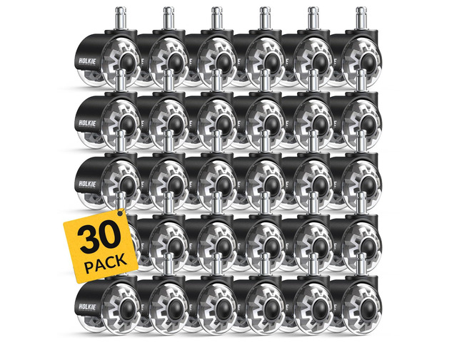 Office Chair Wheels Set of 30 Replacement 2 Inch Dual Casters - Universal Fit 11mm Rubber Smooth Quiet Rolling Casters - for Hardwood Floors Carpet...
