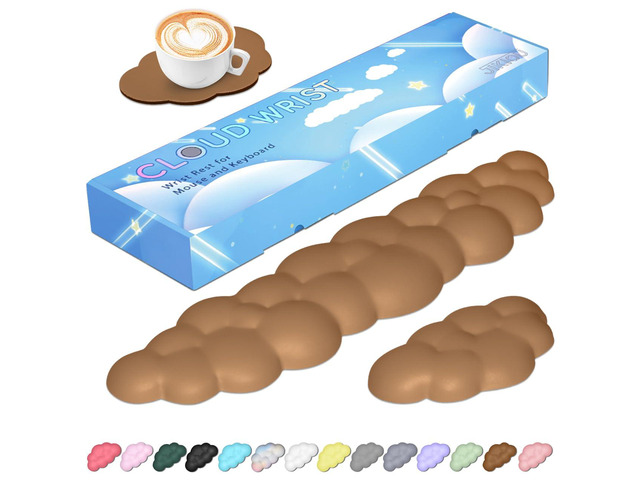 Upgrade Leather Cloud Wrist Rest for Keyboard and Mouse & Cup Pad Wish Gift-Cute Cloud Shape, Comfortable and dont Irritate to Skin, Non-Slip PU...