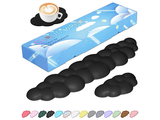 Upgrade Leather Cloud Wrist Rest for Keyboard and Mouse & Cup Pad Wish Gift-Cute Cloud Shape, Comfortable and dont Irritate to Skin, Non-Slip PU...