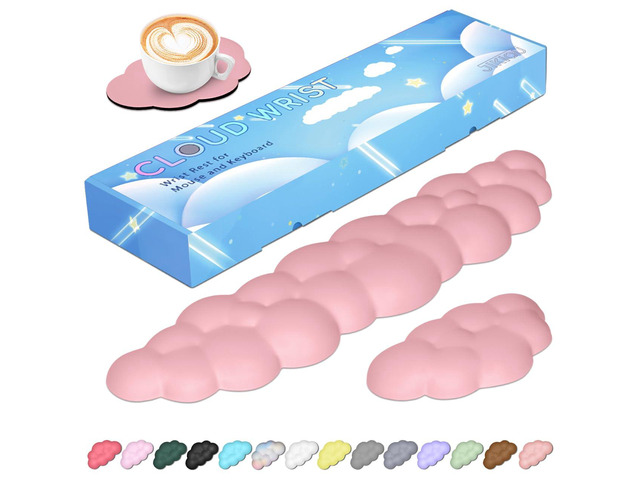 Upgrade Leather Cloud Wrist Rest for Keyboard and Mouse & Cup Pad Wish Gift-Cute Cloud Shape, Comfortable and dont Irritate to Skin, Non-Slip PU...