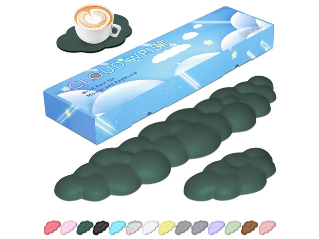 Upgrade Leather Cloud Wrist Rest for Keyboard and Mouse & Cup Pad Wish Gift-Cute Cloud Shape, Comfortable and dont Irritate to Skin, Non-Slip PU...