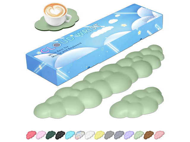 Upgrade Leather Cloud Wrist Rest for Keyboard and Mouse & Cup Pad Wish Gift-Cute Cloud Shape, Comfortable and dont Irritate to Skin, Non-Slip PU...
