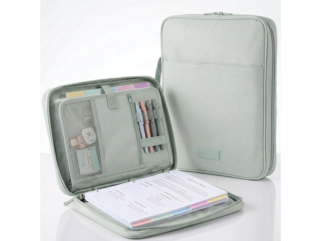 Sturdy 3 Ring Zipper Binder with Strap for School - 1 Inch, 5-Tab Dividers Beautiful Zip Up Binder Holds 420 Sheets, Books and Laptop - Easy to...