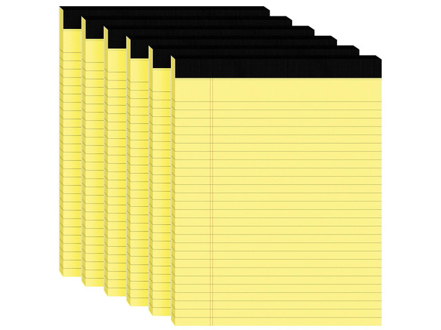 6pcs Legal Pads 8.5 x 11, Yellow Notepads 8.5 x 11 In, Perforate Wide Ruled 30 Sheets/Pack, Colored Note Pads Clear Print Writing Pads of Paper,...