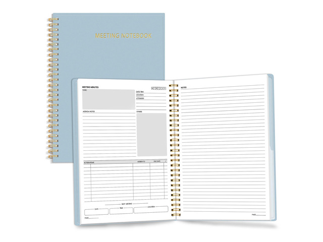 Half Meeting Half Note - 7.5'x10' Professional Notebooks for Work - 160 Pages, B5 Size Project Planner, Spiral Meeting Agenda/Minutes Organizer for...