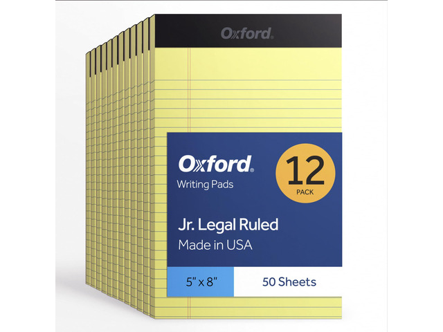 Premium Legal Pads, 12 Pack, Premium Note Pads, 50 Jr. Legal Ruled 5' x 8' Sheets, Canary Yellow Paper with Firm Back, Small Portable Notepads
