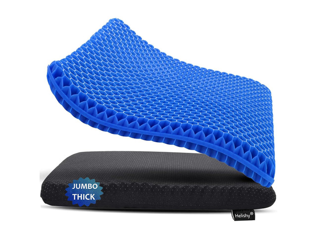 Gel Seat Cushion, Jumbo & Thick Gel Cushion Chair Pads with Non-Slip Cover for Home Office Car Seat Wheelchair, Soft Breathable Honeycomb Seat Pads...