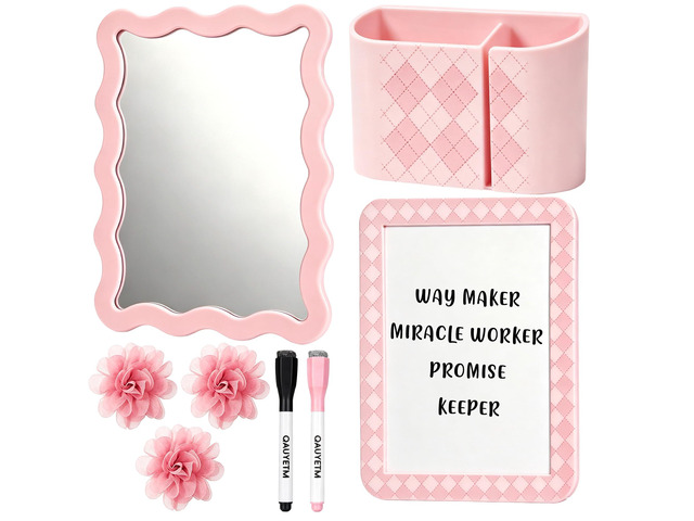 8 PCS Pink Locker Accessories Kit for Girls with Magnetic Mirror Whiteboard Pen Holder Flower Magnets Cute Aesthetic Locker Decoration Set for...