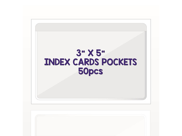 Clear Adhesive 3' x 5' Index Card Pockets, Labels Holders, 50 Pack Top Open for Loading, Plastic Labels Holders, For Storage Bins and Library Card,...
