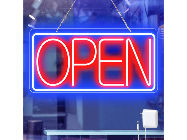 22' X 11' Led Neon Open Signs for Business 12V/2A Ultra Bright Led Neon Open Signs Plug In Electric Light Up Open Sign with ON/OFF Switch for Bar...
