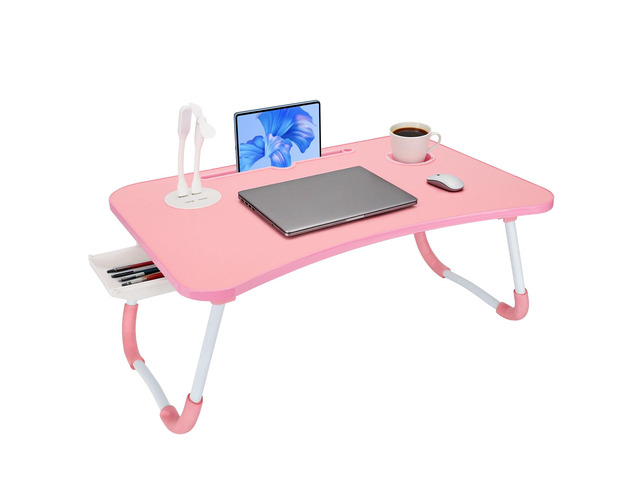 Laptop Bed Desk, Lap Desk, Laptop Table with USB Charge Port, Desktop Card, Cup Holder, Foldable Bed Tray Table for Couch Sofa Chair Floor Eating...