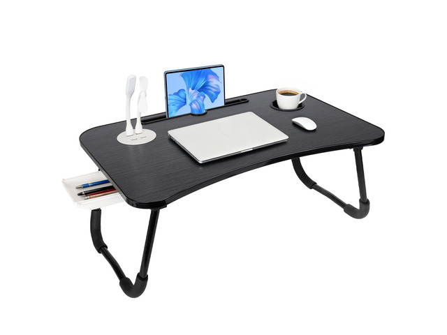 Laptop Bed Desk, Lap Desk, Laptop Table with USB Charge Port, Desktop Card, Cup Holder, Foldable Bed Tray Table for Couch Sofa Chair Floor Eating...