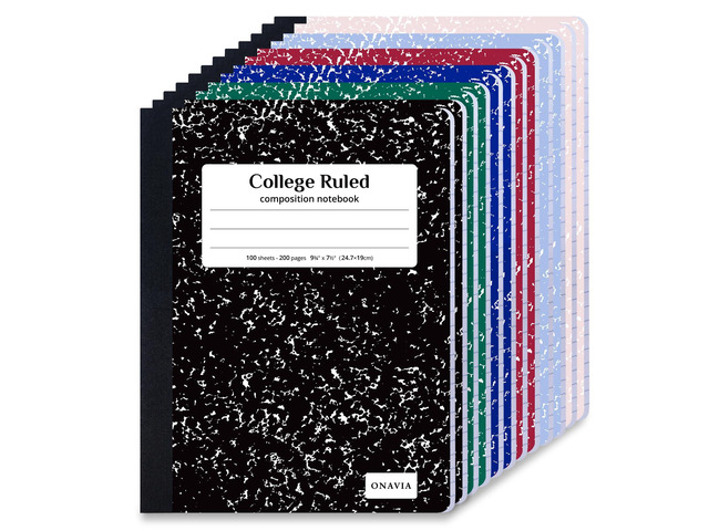 Composition Notebook College Ruled Bulk, 200 Pages, Marble Assorted 100 Sheets, 9.75 x 7.5 in, Marble Composition Books Bulk, Durable Comp Book,...