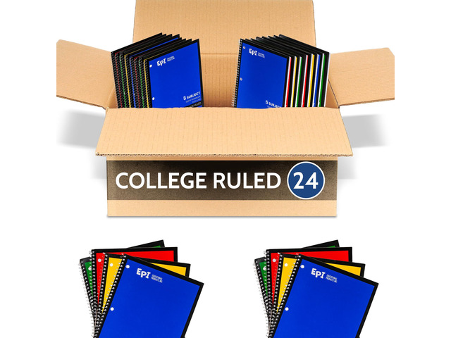 Spiral Notebook 5 Subject - College Ruled - 180 Sheets, Durable Spiral Binding 10.5 x 8 in Classroom Supplies School, Office, Note Taking,...