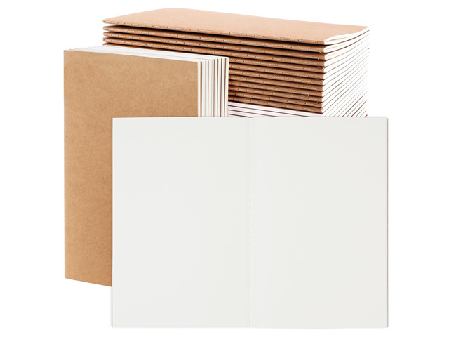 24 Pack Blank Kraft Notebooks, A5 Journals Notebook Bulk, Unlined Paper Sketchbooks, 8.3x5.5in 60 Pages Travel Journal Set for Journaling, Student,...