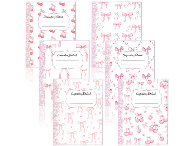 6 Pack Light Pink Composition Notebook College Ruled Back to School Supplies 110 Pages Note Taking, 9-3/4 x 7-1/2'Inch Size, Preppy Aesthetic...
