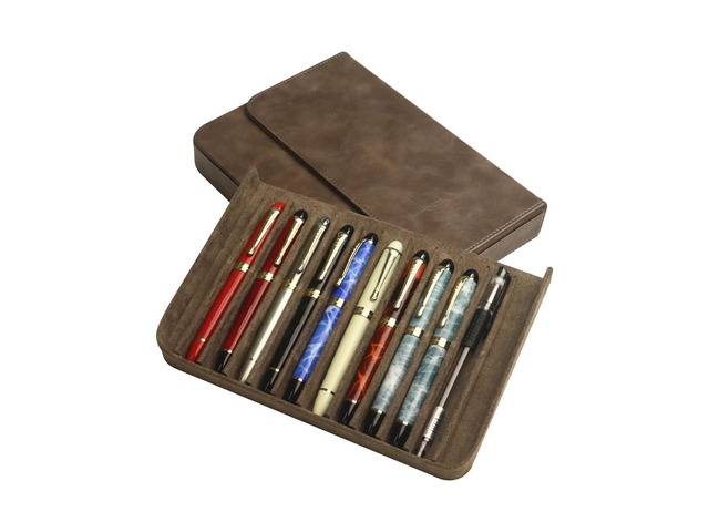PU Leather Fountain Pen Case, 12-Slot Pen Storage Tray(gray) Large Capacity Pen Storage for Fountain Pen Collection Fountain Pen Holder for Adults,...