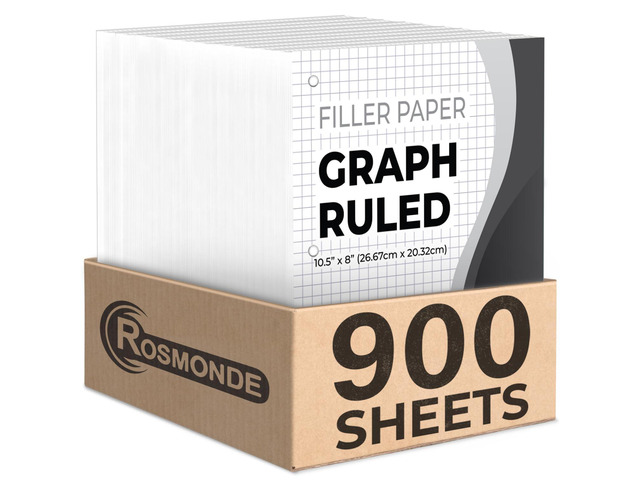 900 Sheets Graph Paper, 6 Pack, 4x4 Grid Paper, Notebook Paper Loose Leaf Paper, 8' x 10.5', 3 Hole Punched, Bulk Paper, Thick Graphing Paper, Quad...