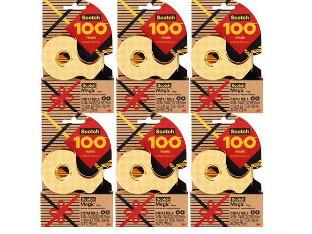 100-Year Anniversary Limited Edition Gold Tape Dispensers, Includes 12 Rolls of Magic Tape (3/4 in x 550 in, 66% Plant-Based Adhesive), Refillable,...