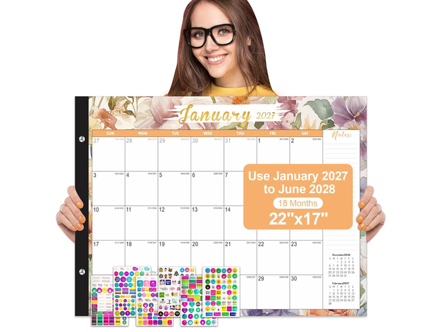 Large Desk Calendar 2027-2028,Jan 2027-Jun 2028, 18-Month Calendar 22' x 17' Desktop Pad Calendar 2027, Perfect for Planning and Organizing In Your...
