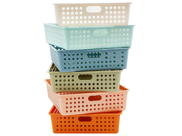 6 Pack Classroom Paper Baskets, Organizing Desk Boho Tray for A4 Papers, Classroom Storage Plastic Paper Bins, Fun Turn In Trays for Teachers and...