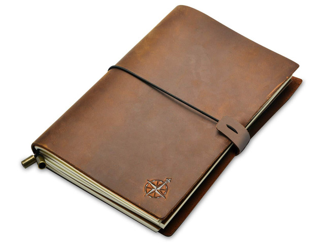 A5 Travelers Notebook Refillable Genuine Leather Journal 6' x 8.5' (15 x 22cm) Handcrafted Crazy Horse Leather 120 GSM Blank Inserts Travel...