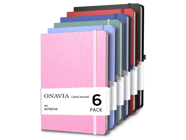 A4 Hardcover Notebooks 6 Pack, Lined Work Journals, 160 Pages Colors 80 Sheets, 8.3 x 11.6 in, Lay Flat, College Ruled, A4 Hardcover Journal, Lined...