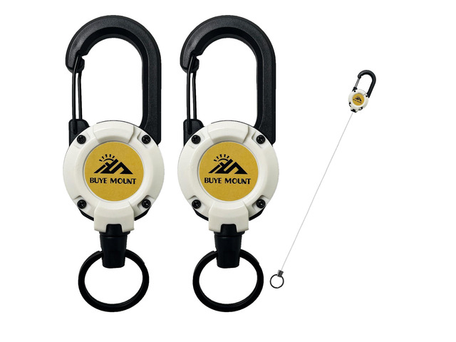 Retractable Keychain Heavy Duty 2Pack, Multitool Carabiner Badge Holder, Retractable Keychain Clip Id Holder, Upgraded 58cm Stainless Steel Cord White